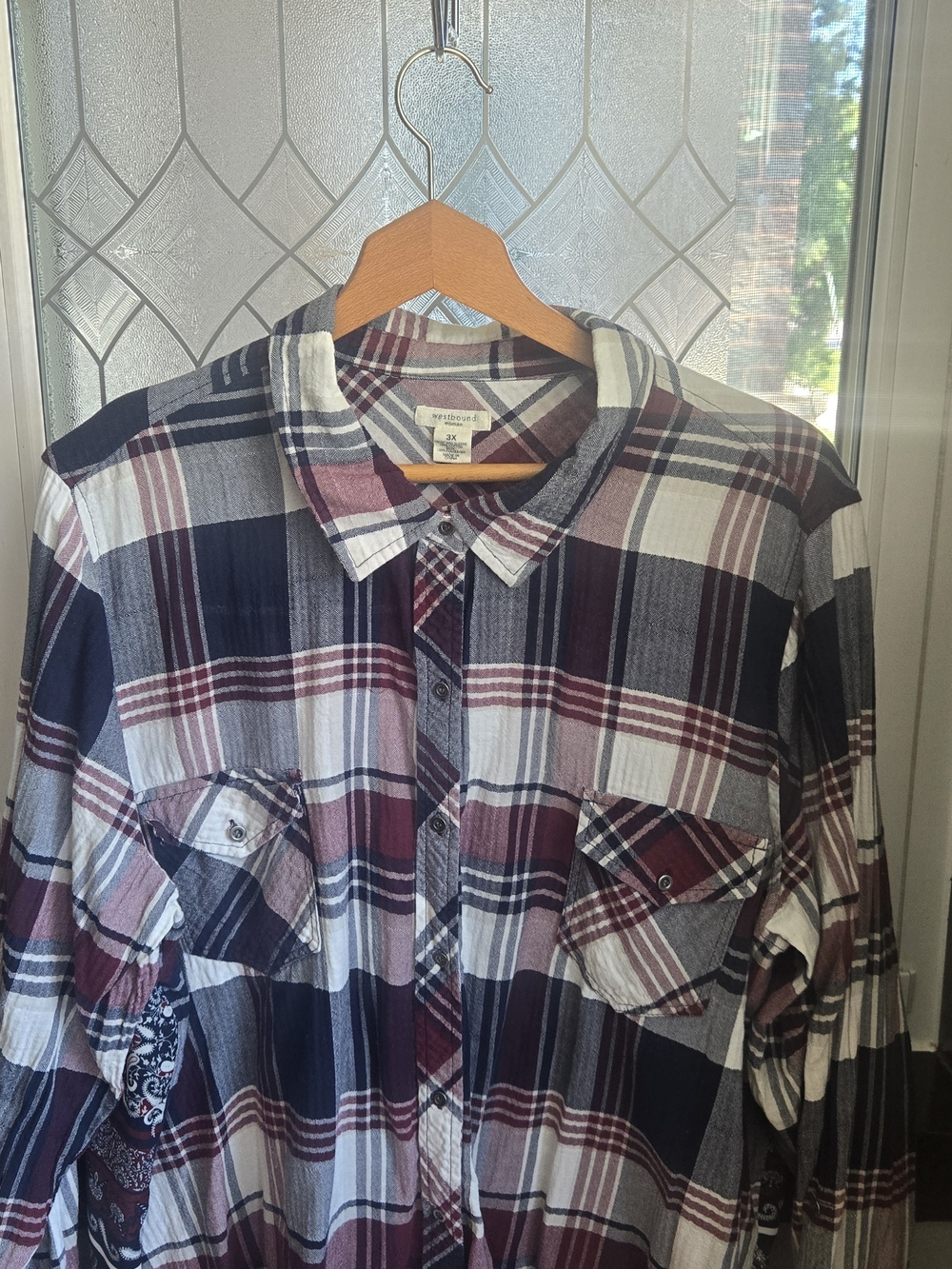 Westbound Plaid Button-Up Shirt in Burgundy, Navy & White